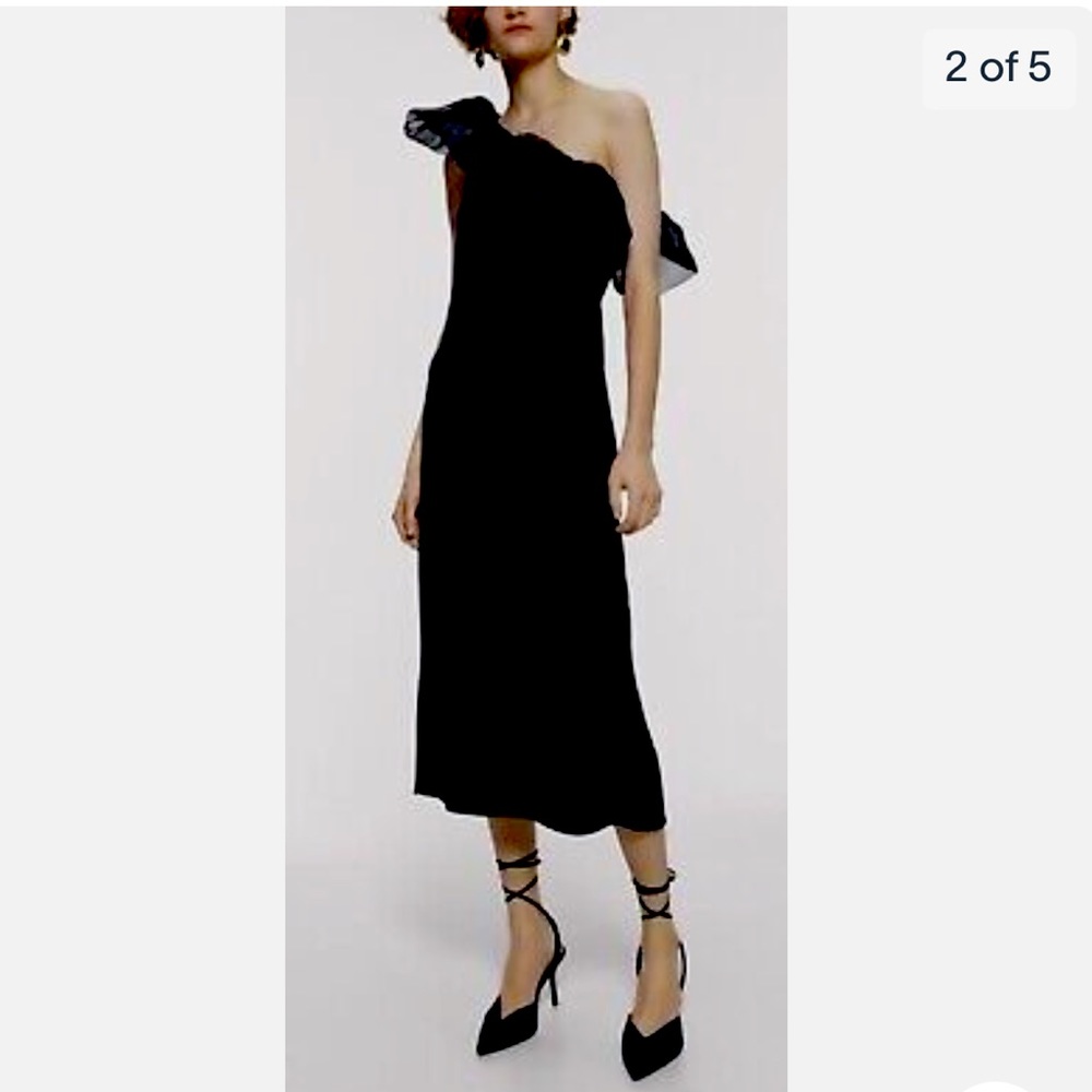 Zara One shoulder Organza Black Dress